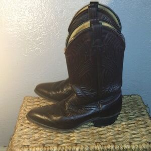 Dark Brown Leather Abilene Cowboy Boots 11